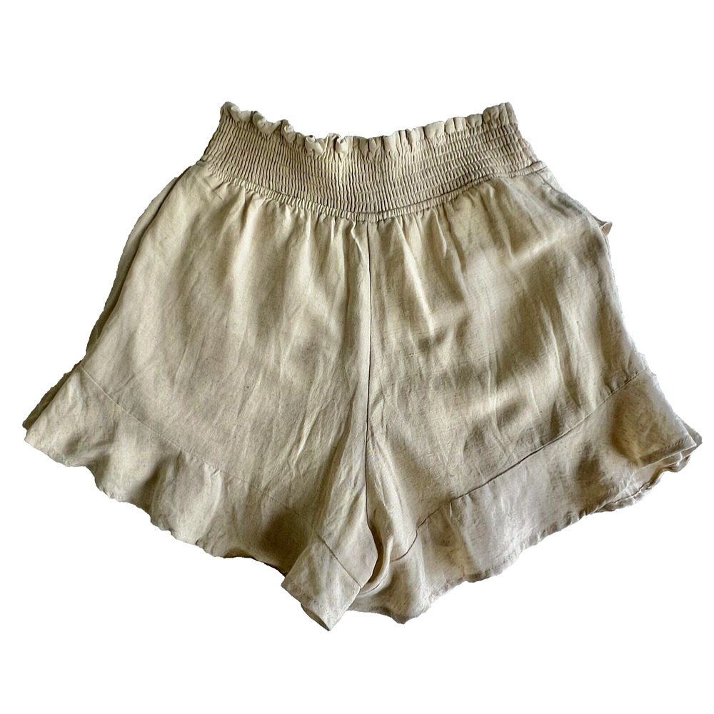 Japna Women's Flirty Skort Short Size M Tan Elastic Waist Lined Boho - Picture 2 of 7